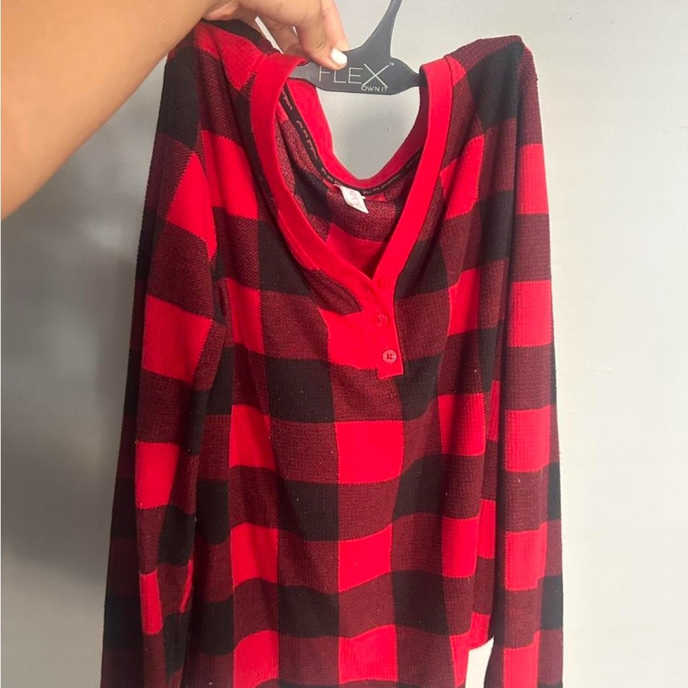 Red and Black Plaid Long Sleeve Shirt